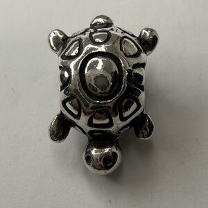 Pandora Double-Sided Turtle Charm Sterling Silver Threaded Core